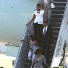 Barack Obama et sa famille arrivent à Chicago. Ils descendent de l'avion Air Force One. 27/05/2010