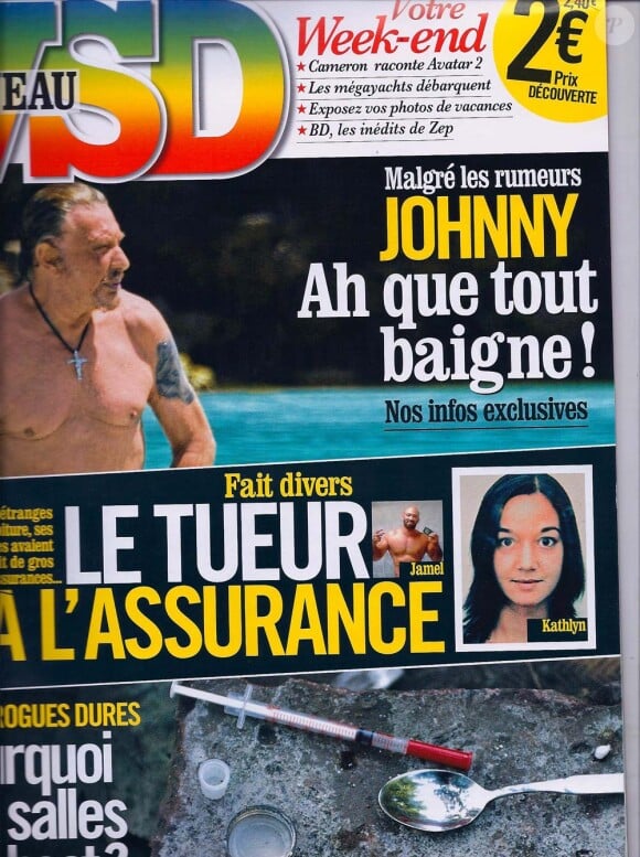 Johnny Hallyday en couverture de VSD, en kisoque le 19 août 2010