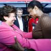La ministre des sports Roselyne Bachelot ici en compagnie de Marie-José Pérec inaugure le 23e Villeneuve d'Ascq Athletics à Villeneuve d'Ascq le 24 août 2010