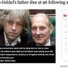 Bob Geldof et son père Bob senior dans le Irish Times