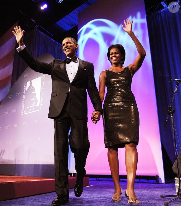 Barack et Michelle Obama lors du Congressional Hispanic Institute, dans le cadre du 33e Annual Awards Gala, qui s'est tenu à Washington au Convention Center, le 15 septembre 2010
