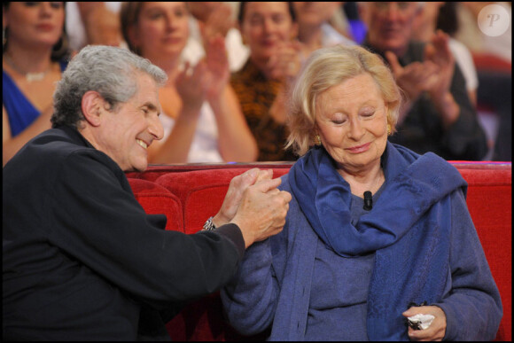 Claude Lelouch et Michèle Morgan lors de l'enregistrement de l'émission Vivement Dimanche le 15 septembre 2010