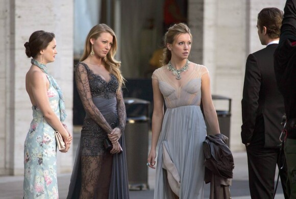 Leighton Meester, Blake Lively et Katie Cassidy sur le tournage de Gossip Girl à New York, le 21 septembre 2010