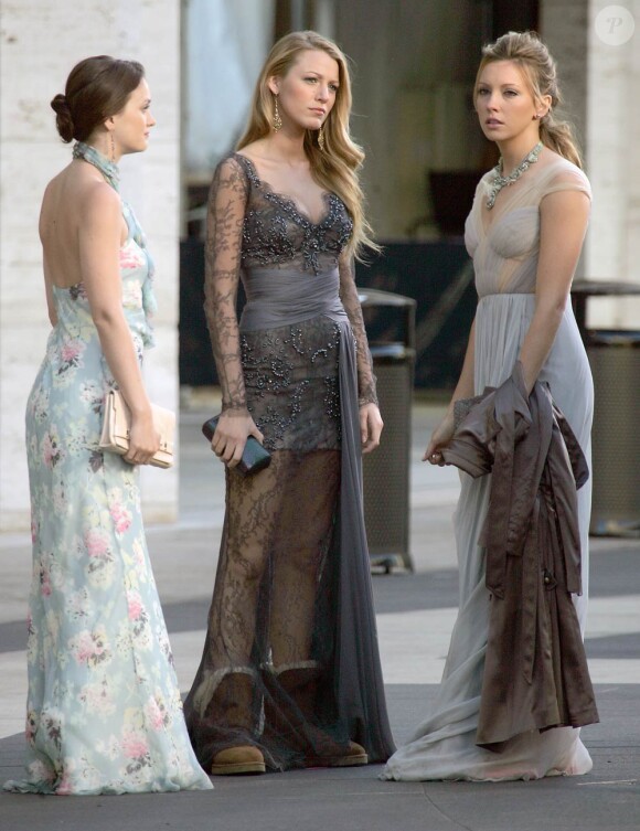 Leighton Meester, Blake Lively et Katie Cassidy sur le tournage de Gossip Girl à New York, le 21 septembre 2010