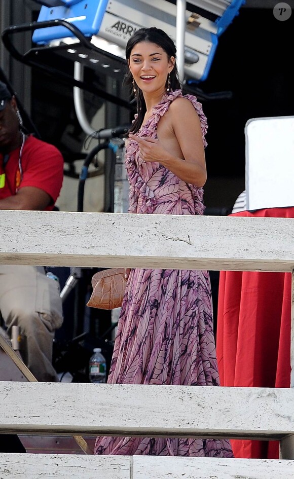 Jessica Szohr sur le tournage de Gossip Girl à New York, le 21 septembre 2010