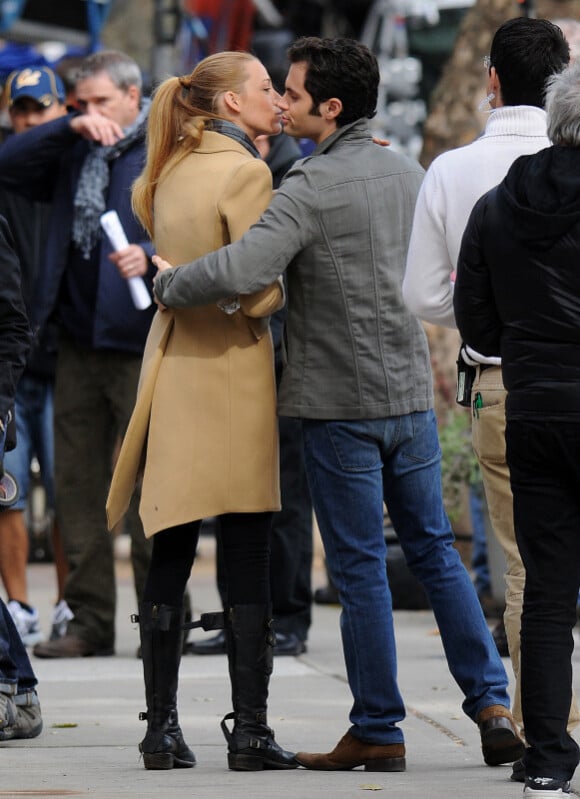 Blake Lively et Penn Badgley lors du tournage de Gossip Girl à New York, le 20 mai 2010