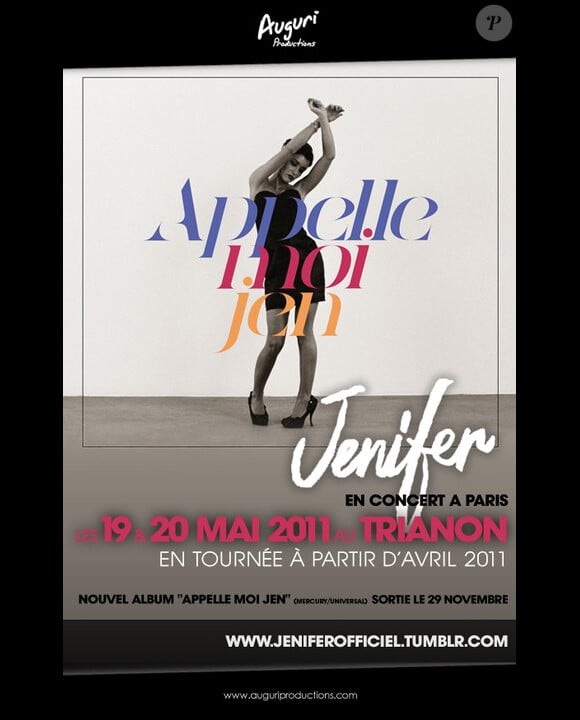 Jenifer sera de passage par Le Trianon, à Paris, les 19 et 20 mai 2011. 