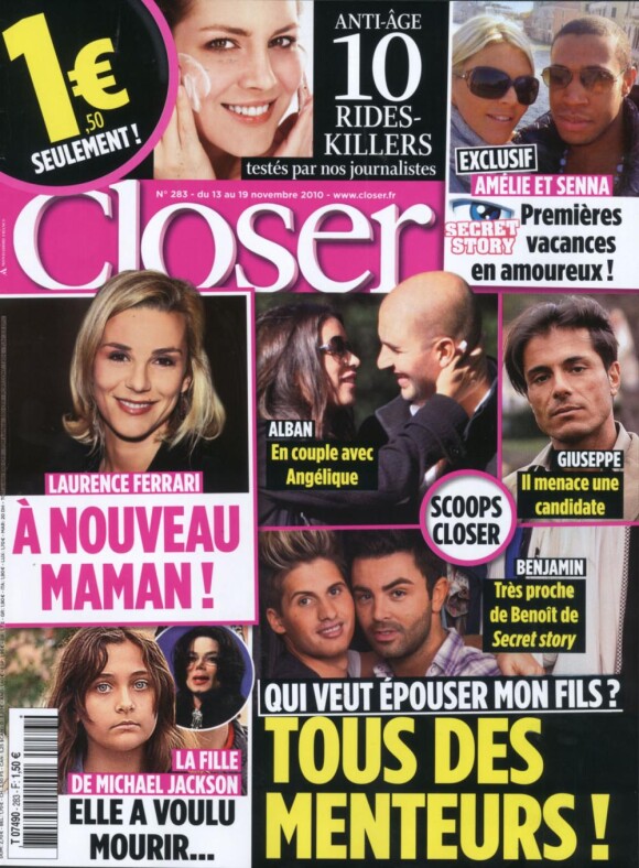 Le magazine Closer daté du samedi 13 novembre, actuellement en kiosques.