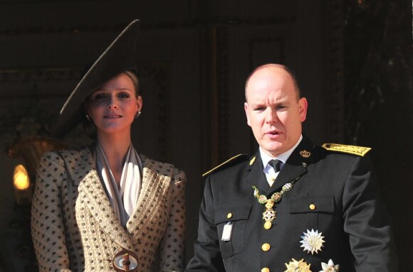 Charlene et Albert lors de la Fête nationale monégasque, le 19 novembre 2010.