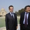 Nicolas Sarkozy et Jean-Louis Borloo, visite au Taj Mahal, le 26 janvier 2008