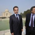 Nicolas Sarkozy et Jean-Louis Borloo, visite au Taj Mahal, le 26 janvier 2008 