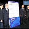 Rachida Dati, Christophe de Backer, Mercedes Erra et Carlos Ghosn au Théâtre du Rond-Point, à Paris, lors de son événement "Les états généraux de l'emploi des jeunes en Europe". 7/12/2010