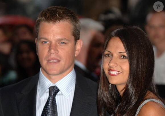 Matt Damon et son épouse Luciana le 15 août 2007, à Londres
