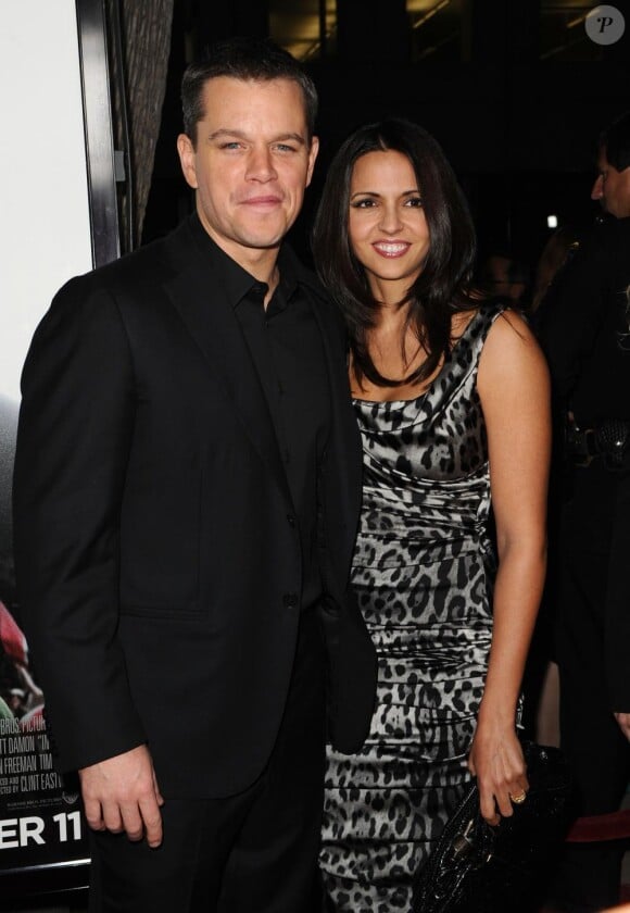 Matt Damon et son épouse Luciana en décembre 2009 à la première d'Invictus