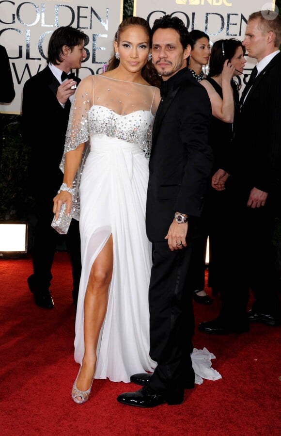 Jennifer Lopez et Marc Anthony à l'occasion de la 68e cérémonie des Golden Globes, qui s'est tenue au Beverly Hilton Hotel de Los Angeles, le 16 janvier 2011.