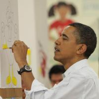 Barack Obama s'improvise peintre pour épater les femmes de sa vie !