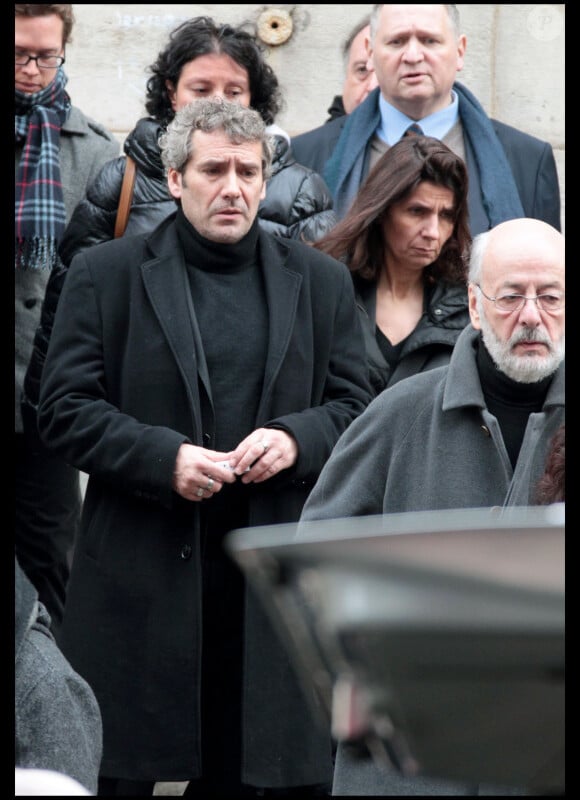 Manuel Gélin lors des obsèques de Maria Schneider en l'église de Saint-Roch à Paris le 10 février 2011