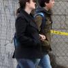 Jennifer Connelly et Paul Bettany emmènent leurs garçons Kai et Stellan à l'école le 9 mars 2011