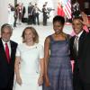 Barack Obama et sa famille lors de leur tournée officielle en Amérique latine. Ici, au Chili, avec le couple présidentiel chilien le 21 mars 2011