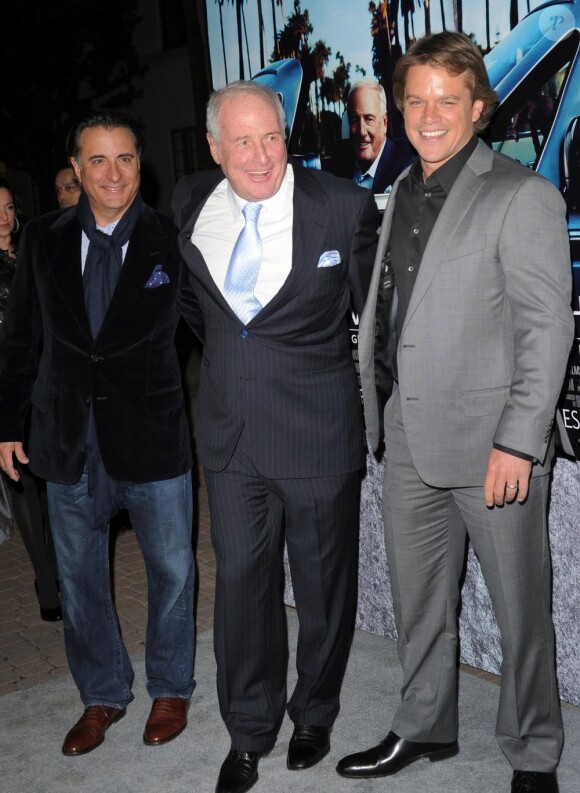 Andy Garcia, Jerry Weintraub et Matt Damon à la première du documentaire His Way, à Los Angeles le 22 mars 2011