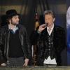 Johnny Hallyday et Matthieu Chedid au Virgin Mégastore pour le lancement de l'album Jamais Seul