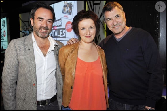 Bruno Solo, Anne Roumanoff et Jean-Marie Bigard lors de la conférence de presse pour le Festival de l'humour en capitales 2011 au Rex à Paris le 27 avril 2011
 