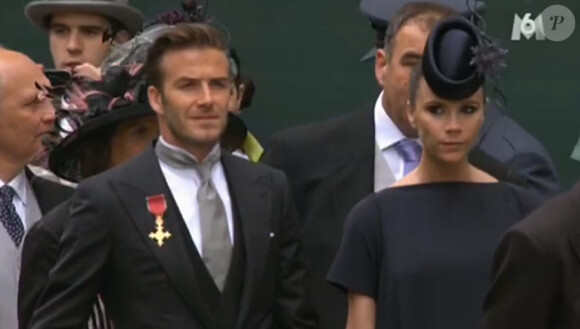 David et Victoria Beckham arrivant à l'abbaye de Westminster à Londres le 29 avril 2011