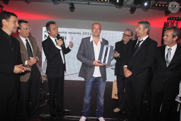 Patrice Leconte, Michel Denisot, Pascal Lengagne et Lambert Wilson lors de la soirée des Audi Talents Awards au Audi Lounge à Cannes le 12 mai 2011