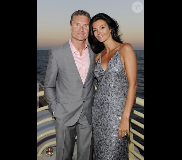 David Coulthard et sa compagne Karen Minier lors de la soirée Hugo Boss à la villa Key Largo à Monaco le 27 mai 2011