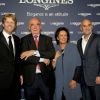 Pour sa troisième édition, la soirée de gala annuelle de la marque Longines, donnée samedi 4 juin 2011 en marge de Roland-Garros, récompensait Jim Courier (à g.), avec Walter von Känel, Florence Ollivier-Lamarque et Andre Agassi.