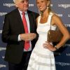 Pour sa troisième édition, la soirée de gala annuelle de la marque Longines, donnée samedi 4 juin 2011 en marge de Roland-Garros, récompensait Jim Courier. Tatiana Golovin, atout charme de l'événement, au côté du président de la marque, Walter von Känel.
