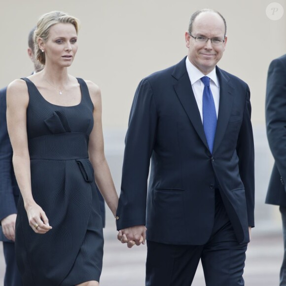 Charlene Wittstock et le prince Albert de Monaco assistent aux fêtes de  la Saint-Jean à une semaine de leur mariage (les 1e et 2 juillet prochain). Monaco, 23 juin 2011