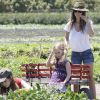 Rachel Bilson et ses deux petites soeurs récoltent des légumes à la ferme. Los Angeles, 26 juin 2011