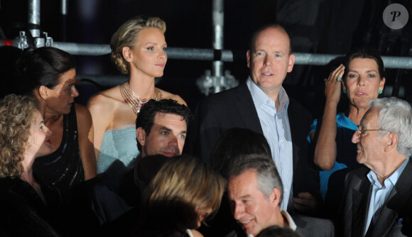 Albert et Charlene lors du concert évènement de Jean-Michel Jarre donné en leur honneur, le 1er juillet 2011 à Monaco