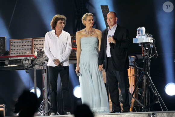Jean-Michel Jarre lors du concert son et lumière préparé et donné spécialement en l'honneur des jeunes mariés Albert de Monaco et Charlene Wittstock. Monaco, le 1er juillet 2011