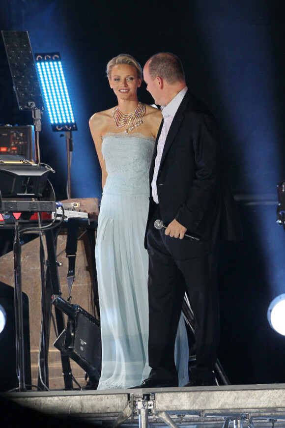 Jean-Michel Jarre lors du concert son et lumière préparé et donné spécialement en l'honneur des jeunes mariés Albert de Monaco et Charlene Wittstock. Monaco, le 1er juillet 2011