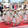 Les six demoiselles d'honneur pour la cérémonie religieuse unissant Charlene au prince Albert, à  Monaco, le 2 juillet 2011