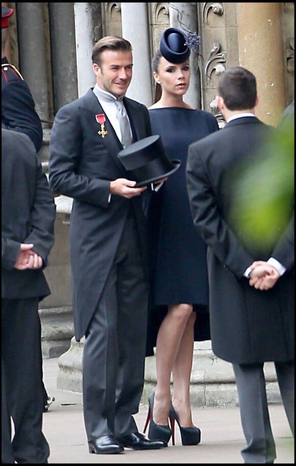 David Beckham et Victoria au mariage du prince William et Kate Middleton, à Londres, le 29 avril 2011.