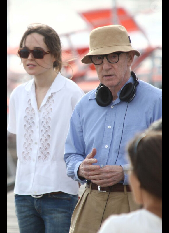 Ellen Page et Woody Allen sur le tournage du film Bop Decameron à Rome le 26 juillet 2011