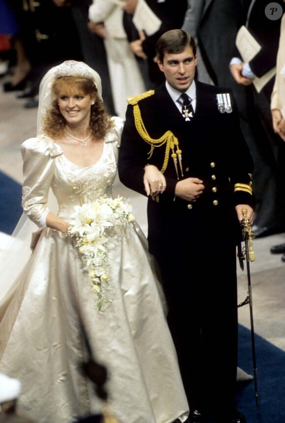 Sarah Ferguson et le prince Andrew, à Londres, le 23 juillet 1986.