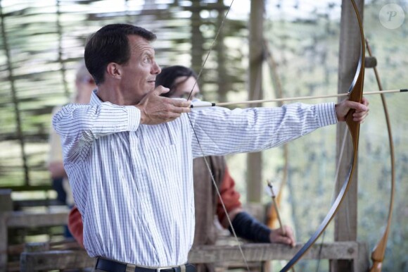 Le prince Joachim amenait ses fils les princes Nikolai, 12 ans, et Felix, 9 ans, à la découverte des us de l'âge de fer, au Hjemsted Oldtidspark, dans le Jylland, le 2 août 2011.