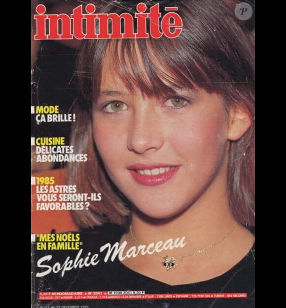 Sophie Marceau en couverture du magazine Intimité de décembre 1984.