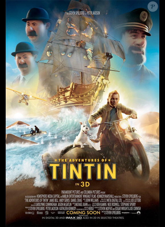 La nouvelle affiche du film Les Aventures de Tintin et le Secret de la Licorne