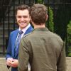 Ed Westwick, Chace Crawford et Penn Badgley sur le tournage de Gossip Girl. Le 16 août 2011