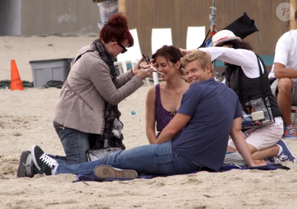 Trevor Donovan sur le tournage de 90210 à Los Angeles, le 17 août 2011