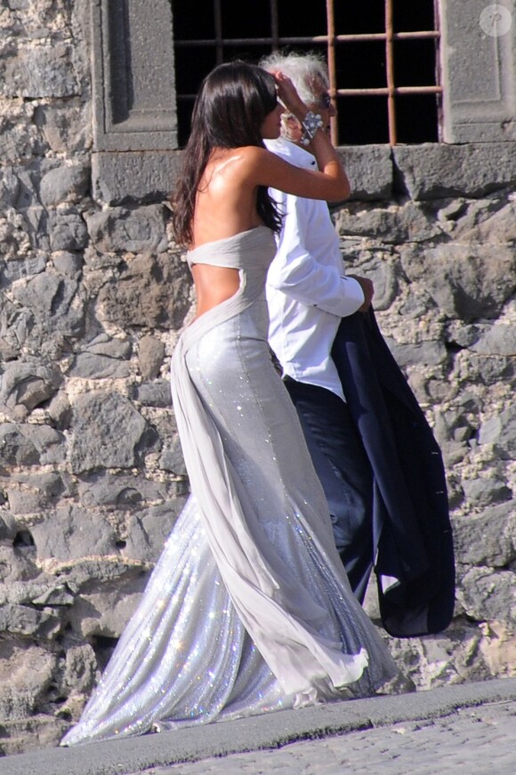 Flavio Briatore et son épouse Elisabetta Gregoraci lors du mariage de Petra Ecclestone avec James Stunt au Chateau Odescalchi le 27 août 2011