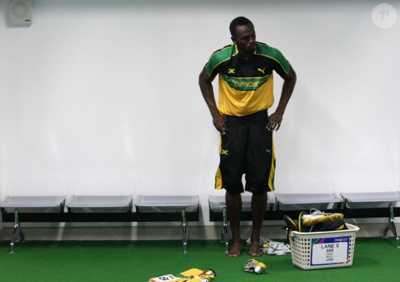 Usain Bolt, le roi déchu du sprint suite à sa contre performance en finale du 100m le 28 août 2011 lors des championnats du monde d'athlétisme à Daegu en Corée du Sud.