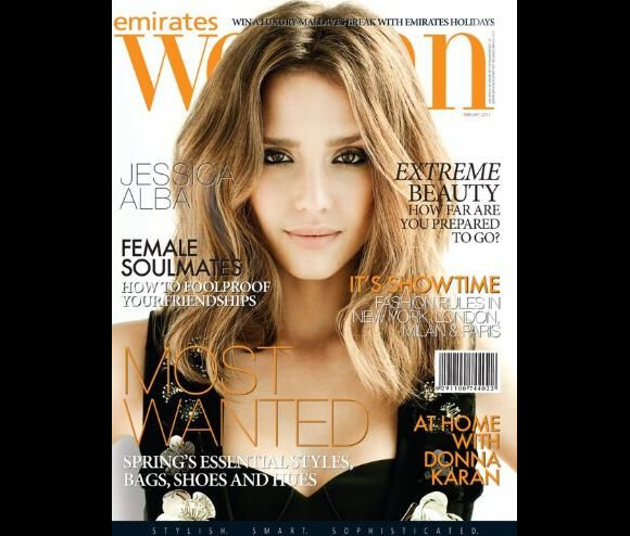 L'actrice Jessica Alba couvre le magazine Emirates Woman pour son issue de février 2011.