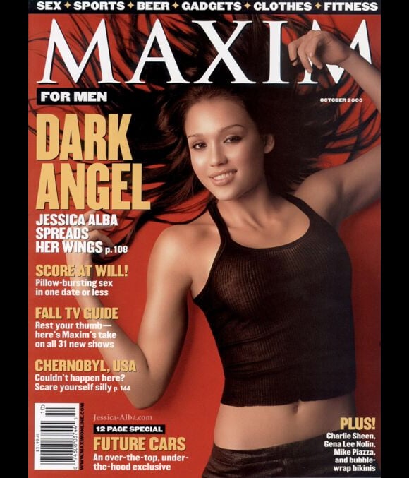 La Dark Angel Jessica Alba, en couverture du magazine masculin Maxim. Octobre 2000.