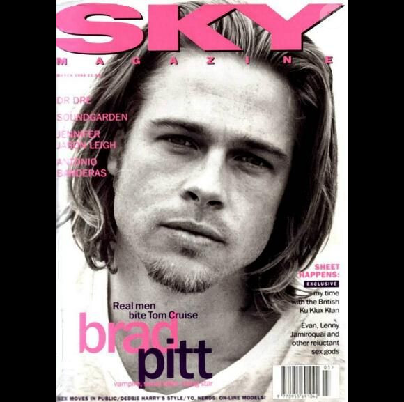 L'acteur Brad Pitt pour le magazine Sky. Mars 1994.